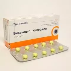 Enterisk overtrukne sukkerovertrukne tabletter, bisacodyl-hemofarm