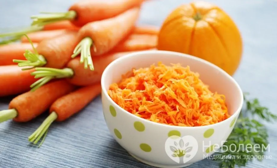 Régime de carottes: aliments autorisés