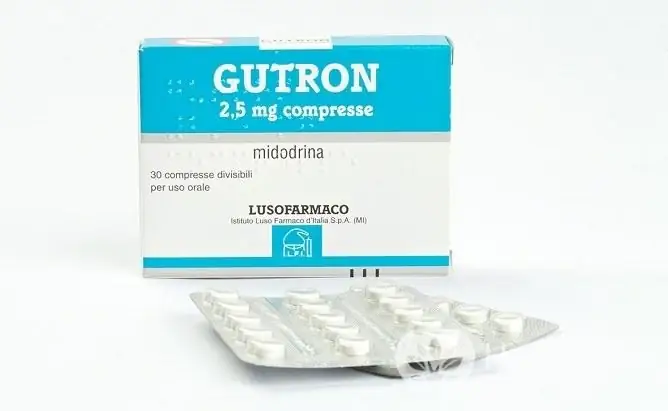 O medicamento Gutron contém o ingrediente ativo midodrin, um agonista alfa-adrenérgico