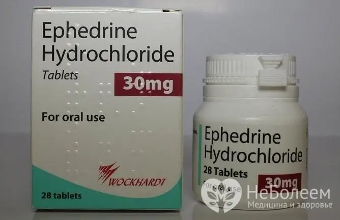 Efedrine verhoogt de vasculaire tonus en stimuleert het hart