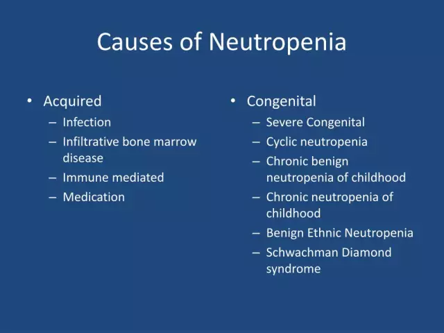 Neutropenia - Causes, Symptoms, Degrees And Forms, Treatment