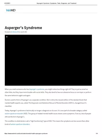 Asperger's Syndrome - Symptoms, Causes, Treatment