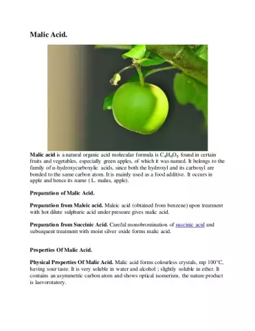 Malic Acid - Properties, Preparation, Description