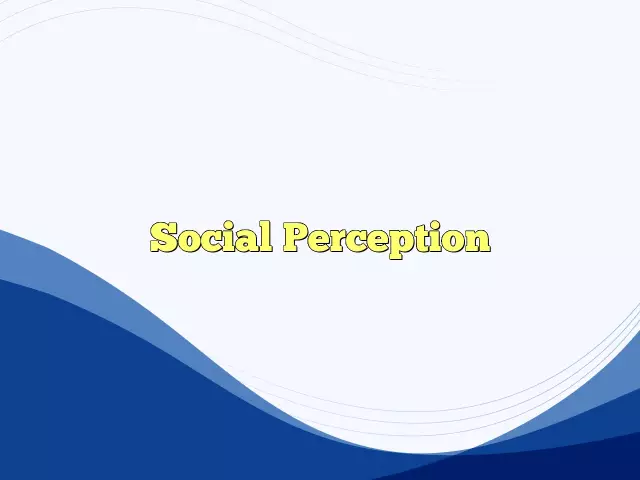 Social Perception - The Meaning Of The Term, Mechanisms, Effects